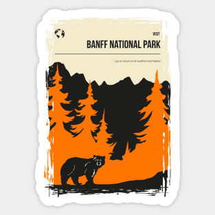 Banff National Park Vintage Minimal Travel Poster Sticker